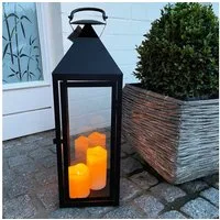 INDA-Exclusiv Laterne Große Garten - Laterne Windlicht Schwarz Glas Metall 54cm