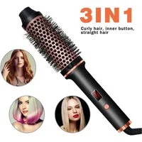 Ophy Haarglättbürste 3-in-1 Heißluftbürste – Glätteisen, Rundbürste & Lockenbürste, mit Turmalin- & Keratin-Schutz (Haarglättbürste, Warmluftbürste)