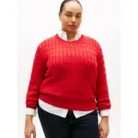 Tommy Hilfiger Curve Rundhalspullover CRV CO CABLE MID GG C-NK LS SWT in großen Größen, mit Zopfmuster
