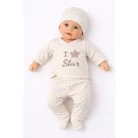 Lorey Medtec Erstausstattungspaket Baby Outfit, 3er Set, Wickelshirt, Hose mit Fuß, Mütze, 100% Baumwolle (Wickelshirt + Hose + Mütze)