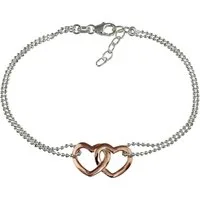 SilberDream Silberarmband SilberDream Armschmuck 18cm rose Armband (Armband), Damen Armband (Doppelherz) ca. 18cm, 925 Sterling Silber, vergoldet (R
