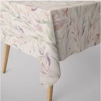 SCHÖNER LEBEN. Tischdecke SCHÖNER LEBEN. Tischdecke Aquarell Blätter Blüten Schmetterling weiß, handmade