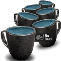 Moritz & Moritz Tasse ORGANIC reaktiv blau Tassen Set 6 tlg., 6-tlg., Steinzeug, für 6 Personen - spülmaschinen- und mikrowellengeeignet