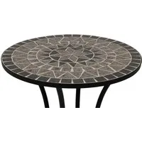 TPFGarden Gartentisch DERBY (Bistrotisch mit Mosaik-Tischplatte grau/weiss, Hochwertiges Gestell aus schwarz pulverbeschichtetem Eisen), Outdoor Esstisch - Terrassentisch - Maße (BxHxT): 60 x 70 x 60 cm