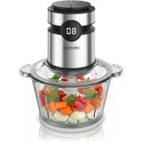 Arendo Zerkleinerer Elektrischer Multizerkleinerer für Fleisch Nüsse Obst Gemüse u.v.m., 500 W, Universalzerkleinerer mit 2 L Glasbehälter, Display, Sicherheitssperre