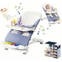 HEYHIPPO Kinderstuhl Babyliege, abnehmbarer Kinderkomfortsitz, geräuscharme Universalräder (Geeignet für Neugeborene, Füttern, Spielen und Schlafen drei in einem), Abnehmbares Lernspielzeug, mobiler Esstisch, Einschlafhilfe für Babys
