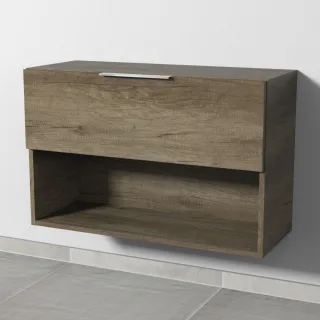 Sanipa 4balance Anbauschrank mit 1 Auszug und 1 offenem Fach, Eiche-Nebraska, DG11137 DG11137