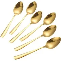 Cheffinger Besteck-Set 6er Set Kaffeelöffel Teelöffel Löffel L 14,5cm CF1007 Gold