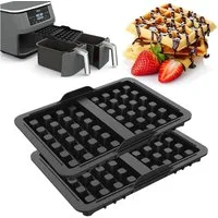 FOUORTUNATE-BEE Backform Waffelform für Ninja Airfryer, Heißluftfritteuse zubehör (2 Stück), (mit Ninja AF400EU, AF451EU, SL400EU, und AF500DE, Doppelt Backschaleneinsatz aus Silikon, Belgische Waffeleisen Silikon Zubehör)