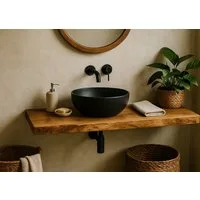 Living Oak Tischplatte Massive Tischplatte aus Eiche – Unikat mit Naturkante- aus einem Stück (massive Tischplatte aus Eiche für Dein Badprojekt oder auch den kleinen Couchtisch), Tischplatte aus einem Stück Eiche mit Baumkante. Baumstammplatte.