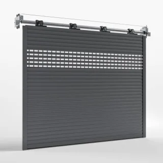 Rollgitter, Garagenrolltor Typ Basic mit Sichtlamellen mit Acrylglas, Anthrazit ähnlich RAL 7016, 1000 x 1500 mm, individuell konfigurieren