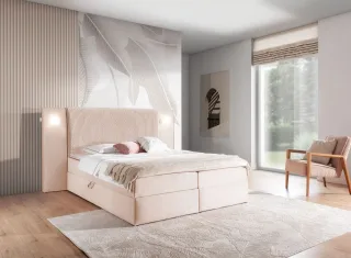 Boxspringbett Bett MARTEN 140x220cm Set.1 in Stoff Magic Velvet Hellrosa
