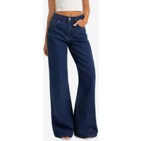 Imily Bela Loose-fit-Jeans Damen Hochgeschnittene Jeans mit weitem Bein (Packung, 1-tlg., 1per-Pack) aus Baumwolle