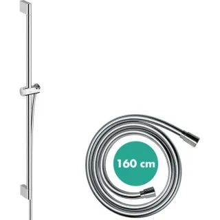 hansgrohe Unica Brausestange 24401000 90 cm, mit Push Handbrausehalter, Brauseschlauch, chrom