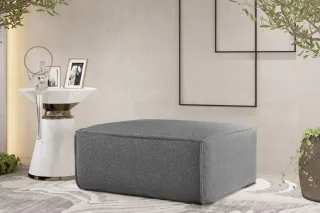 Polsterhocker Designerhocker CELES PREMIUM 85x85 cm Stoff Ascot Bukla Grau