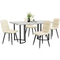 Flieks Essgruppe, (Set, 5-tlg., 140×80cm Tischplatte), Esstisch mit 4 Stühlen Set Küchetisch Esszimmerstuhl Samt, Metallbeine
