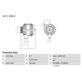Bosch Lichtmaschine 100A Alfa Fiat Lancia 0986083210