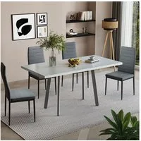 Vicco Esstisch Tisko, Weiß/Grau, 160 x 80 cm mit erweitbarer Tischplatte (1-St)