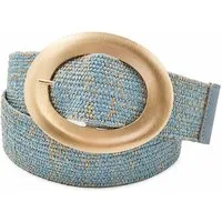Cassandra Accessoires Taillengürtel Damen Stretchgürtel Flechtgürtel Bastgürtel "Livia" mit goldfarbenen Glanzfäden und ovaler Metallschließe
