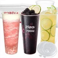 KingLux Aufbewahrungsbecher 25 Stück 700ML Partybecher mit Deckel für Getränke Haushalt, Polypropylen, (25-tlg., 25Stk.Partybecher mit Deckel), mit Deckel