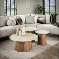 Sitheim-Europe Couchtisch Couchtisch Romano rund Set aus 3 / Keramik travertin (1-St., 3er set)