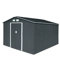 HATTORO Gartenhaus, BxT: 277x319 cm, Metall-Gerätehaus, Geräteschuppen, Fundamentrahmen, Satteldach, Grau