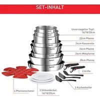 Tefal Topf-Set Tefal Ingenio Emotion 20-tlg. Topf und Pfannenset, (20-tlg)