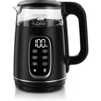Arendo Wasserkocher Glas & Edelstahl, Temperatureinstellung 40°–100°C, Anzeige, Doppelwand, 1,7 l, 2200 W, Echtzeit‑Temperaturanzeige, 5°C‑Schritte, Warmhalten 120 min, BPA‑frei