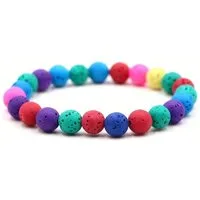 Ware aus aller Welt Armband LGBTQ Pride Armband Lavaperlen 8 mm Regenbogen Style LGBTQ Pride CSD
