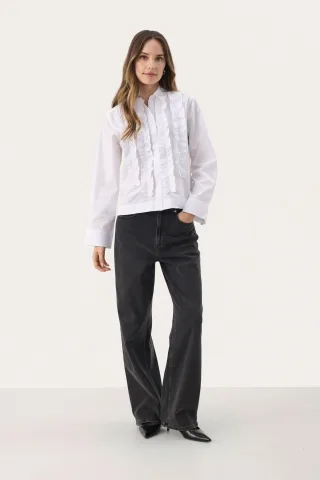 Langarm - Hemd Baggy fit Bright White