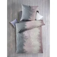 Optidream Bettwäsche Set Renforcé 135x200 Baumwolle Flavio grau altrosa, Renforcé, 2 teilig, Sommer Geschenke Idee Frauen Männer weich sale Reißverschluss Partner