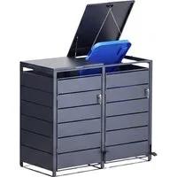 osoltus Mülltonnenbox Mülltonnenbox mit Pedal 2 Mülltonnen PedBox Anthrazit Alu verzinkt