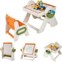 COSTWAY Kindersitzgruppe, (2-tlg), 6-in-1 Kindertisch Set mit Stuhl, klappbar