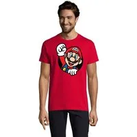 Blondie & Brownie T-Shirt Herren Super Mario Faust Nerd Konsole Gaming Spiel Retro Herren Super Mario Faust T-Shirt Retro Gaming mit Frontdruck Nerd Look