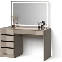 Livinity® Schminktisch Imola, Greige, 120 cm mit LED-Spiegel (3-St)