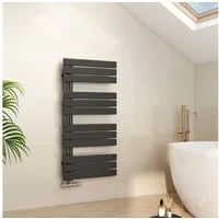 EMKE Paneelheizkörper Schwarz Flach Badheizkörper Design Handtuchtrockner, 104.1x50cm 529W Bad Warmwasser ohne Multiblock Seitenanschluss