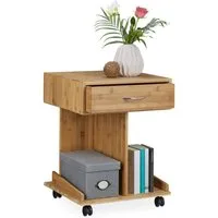 relaxdays Beistelltisch mit Rollen ROLLI Bambus (1-St)
