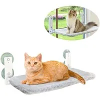 Refined Living Katzen-Hängematte Fensterhängematte Katze, Katzenfensterliege,Katzenhängematte Saugnäpfe, 60,5L x 30B x 17,5H cm, faltbares Katzenbett, Katzenfensterbank Hängematte, mit 4 stabilen Saugnäpfen, Fensterliege Katze, Kletterleiter Katzen, 