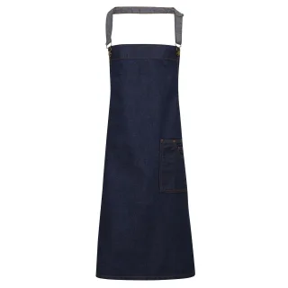 Premier Unisex Erwachsene Bezirk gewachst Look Denim Lätzchen Schürze (Indigo Denim)