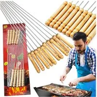 LA CUTE Grillspieß 10 Schaschlik Spieße Grill 30cm Schampura Edelstahl (Grillspieß-Set aus Edelstahl für vielseitiges Grillen, 10-St., 10 Grillspieße aus Edelstahl mit Holzgriff, 30 cm), Rostfreie Edelstahlspieße mit ergonomischem Holzgriff