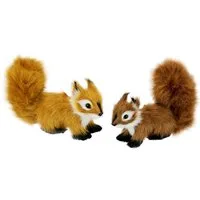 I.GE.A. Dekofigur Tierfigur mini Eichhörnchen 2er Set (2 St), Kunstfell Statue Ornamente Pelz Plüschtier Wald-Pelztier Waldtier