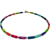traumschmuck Collier 226i Halskette Schmuck-Edelstein Jaspis bunt Hämatit (incl. Schmuckbox), handgefertigt, Made in Germany