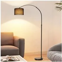 ZMH Stehlampe E27 Eisenständer schwarz 181 cm Bogenlampe für Wohnzimmer & Leseecke, ohne Leuchtmittel, E27 Schwarz lackierter Eisenschaft Stehleuchte