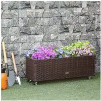 Outsunny Hochbeet Pflanzkasten mit Abflusslöchern (Gartenmöbel, 1 St., Blumenkasten), Kaffee-Braun 94,5 x 31 x 36 cm