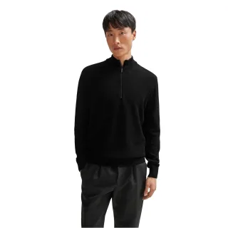 Boss - "Ebrando-P" Pullover für Herren, mit halbem Reißverschluss, Jerseyware (Schwarz)