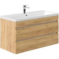 Lomadox Waschtisch FROME-02, 100 cm, hängend, Eiche, mit 2 Schubladen