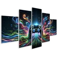 islandburner Leinwandbild Zentraler Gaming-Controller leuchtend Bilder