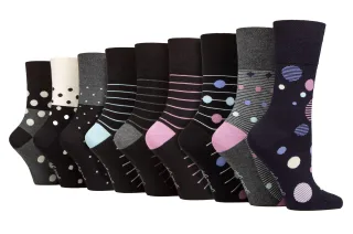 9 Pack Bambus Socken Damen | Gentle Grip | Extra Wide Soft Top nicht elastische Socken - SOLRM373839