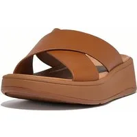 Fitflop F-Mode Leather Flatform Cross Slides Sandale