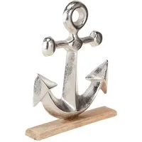 Florists Products Dekofigur Deko Anker Metall Holz Silber Maritim 31cm Sommerdeko